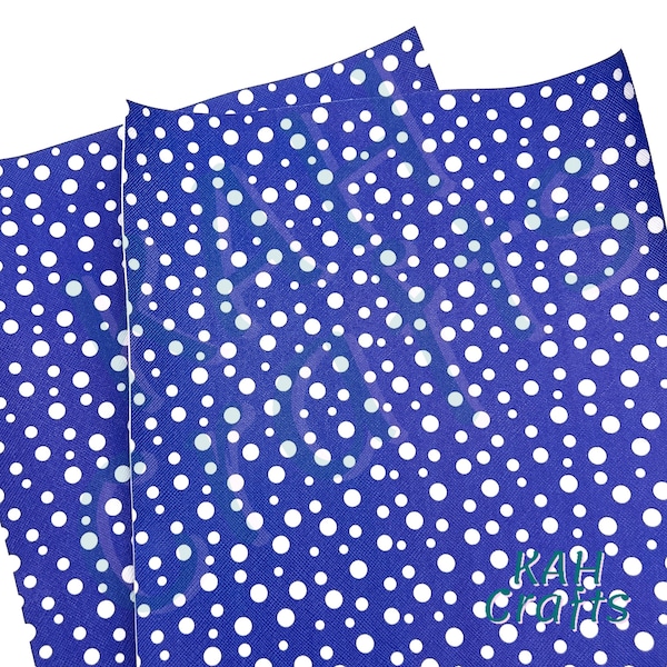 USDR Royal Blue and White Dots Polka Dots Faux Leather