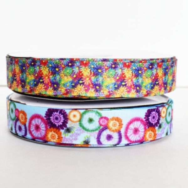 Colorful Circles 7/8" Grosgrain Ribbon You Choose