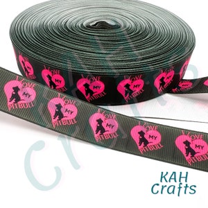 Pit Bull Love Hunderasse Welpe 7/8 "Grosgrain Band