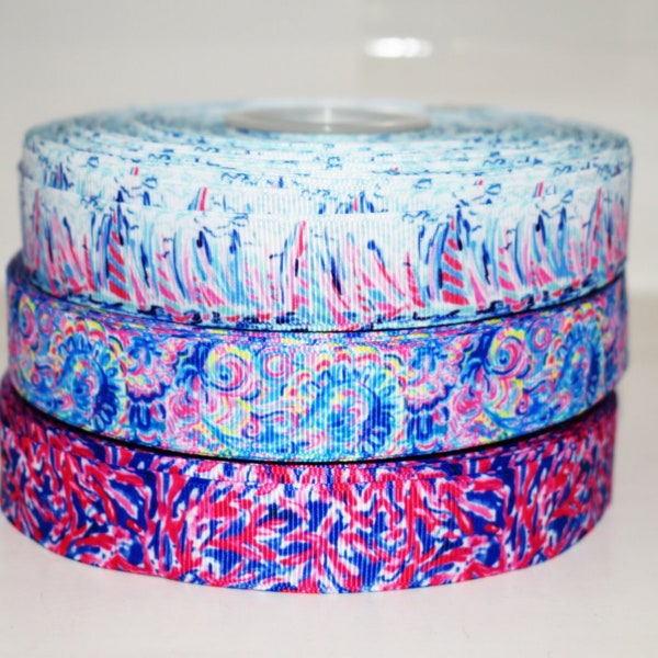 Sailboats. Swirls and Splatter 7/8" Grosgrain Ribbon You Choose