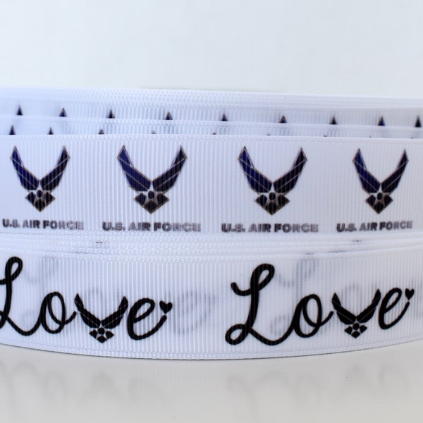 USDR Air Force Love 7/8" Grosgrain Ribbon You Choose