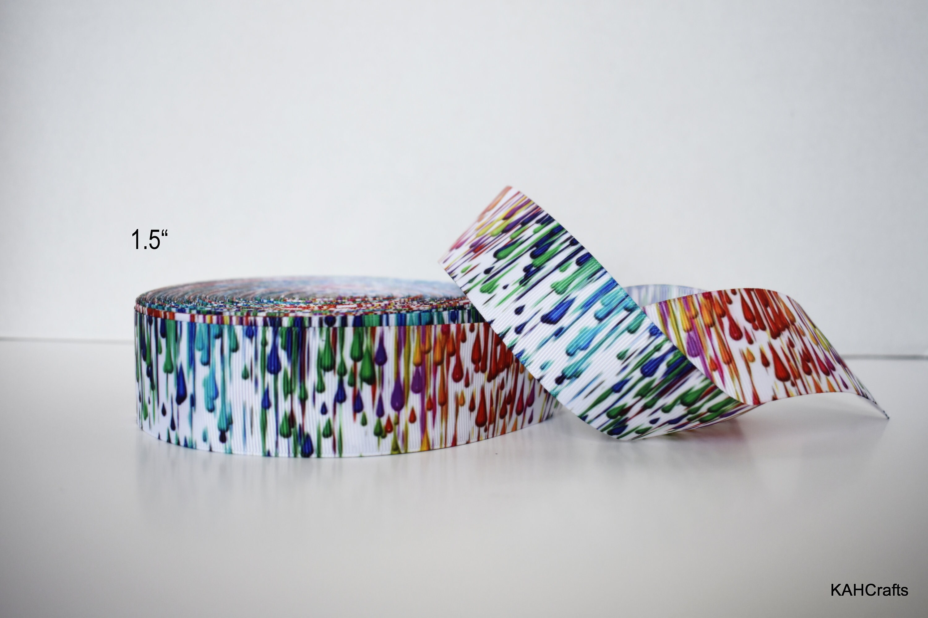 Rainbow Splatter Stripe Drip Grosgrain Ribbon You Choose Width - Etsy