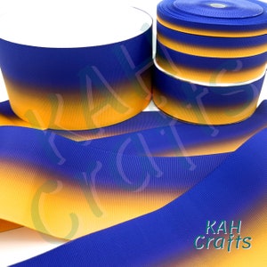 USDR Gold to Blue Ombre Single or Double Sided Grosgrain Ribbon You Choose Width