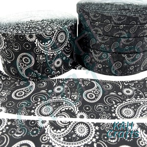 Ruban gros-grain cachemire gris blanc noir au choix, largeur