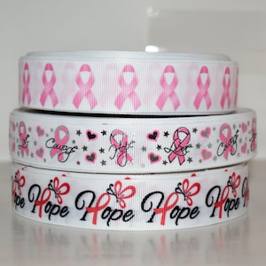 Nastro rosa per la sensibilizzazione sul cancro al seno, 1" di nastro grosgrain a scelta