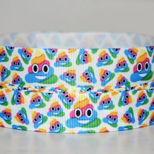 Rainbow Poop Emoji 1 Grosgrain Ribbon image 1