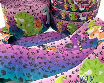 USDR Halloween Dinos Dinosaur Witch Ghost Mummy Pumpkin Grosgrain Ribbon You Choose Width