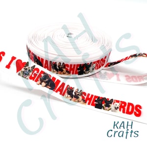 German Shephard Love Dog Breed Puppy 7/8&quot; Grosgrain Ribbon