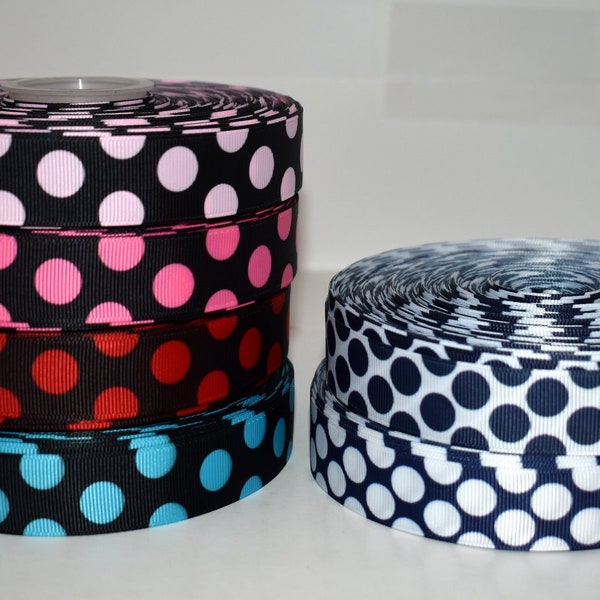 Polka Dots 7/8" Grosgrain Ribbon You Choose