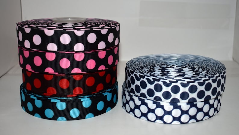 Polka Dots 7/8 Grosgrain Ribbon You Choose - Etsy