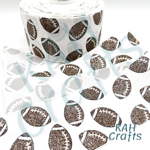 Glitter Footballs 3&quot; Grosgrain Ribbon