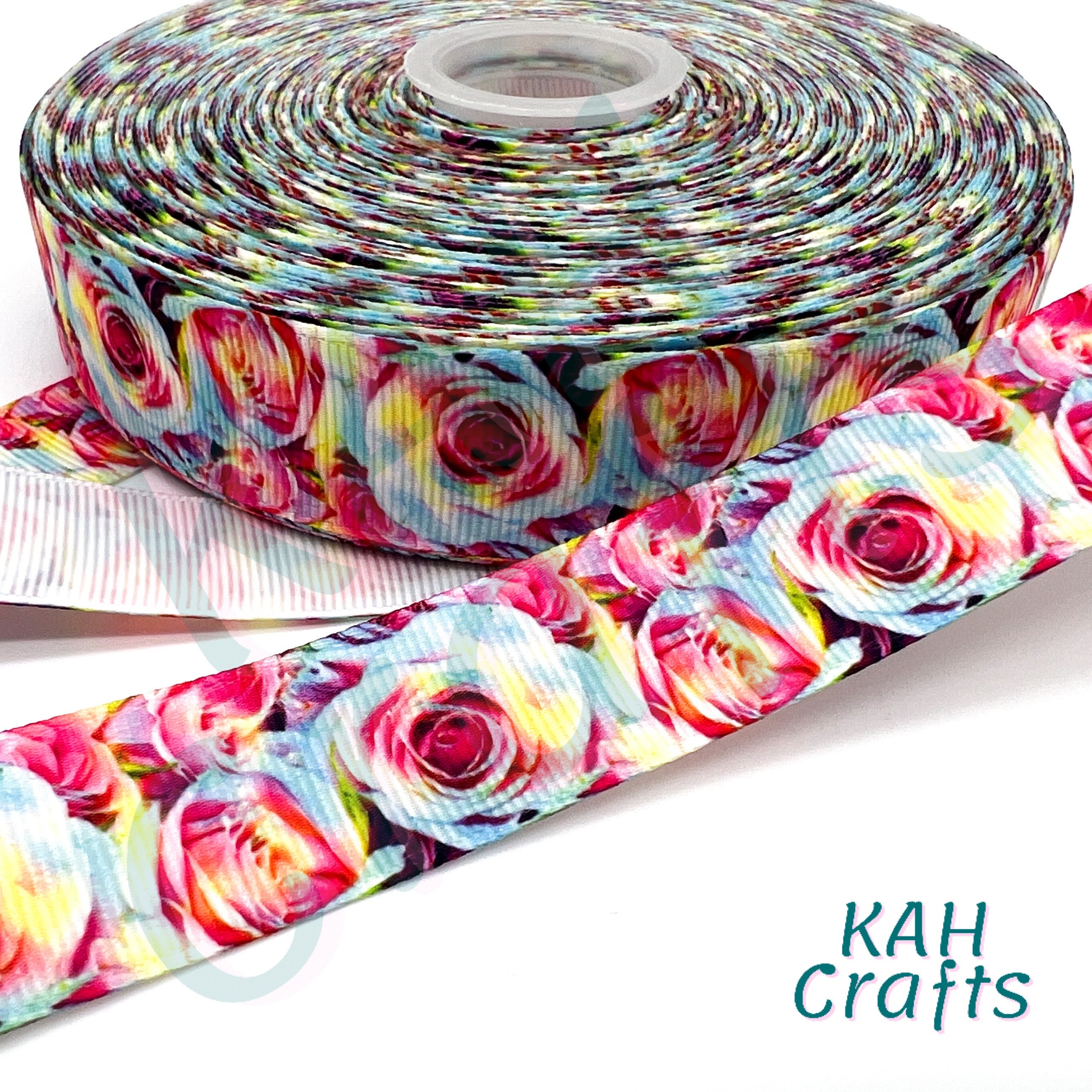 Rainbow Candy Roses Flowers Grosgrain Ribbon You Choose Width - Etsy