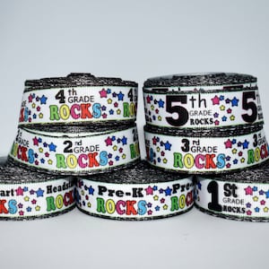 1st, 2nd, 3rd, 4th, 5th, Pre-K, Head Start Grade Rocks 7/8&quot; Grosgrain Ribbon