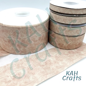 USDR Beige Wizard Hat Books Broom Grosgrain Ribbon You Choose Width