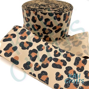 Leopard Tier Spot Glitter 3 "Grosgrain Ribbon