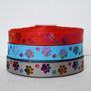 Holographische Pfotenabdrücke 7/8 "Grosgrain Ribbon, die Sie wählen