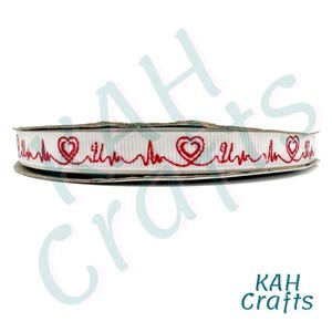 Herz Herzschlag Liebe Tinte Glitter 3/8 "Grosgrain Band 3 Meter