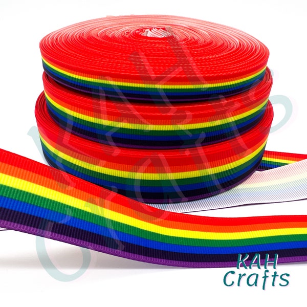 Rainbow Stripe Grosgrain Ribbon You Choose Width