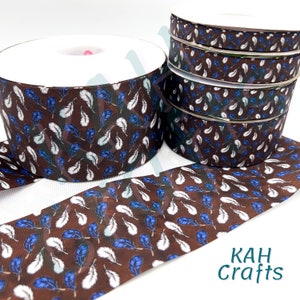 USDR Blue Feathers Wizard Hat Books Broom Grosgrain Ribbon You Choose Width