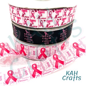 Nastro rosa per la consapevolezza del cancro al seno 7/8" o 1" costola in grosgrain*bon a tua scelta