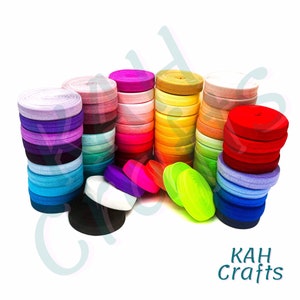 5/8 "Tinta unita 5 Yards FOE Foldover Elastico fai da fiocchi per capelli, all'ingrosso, nastro per arco