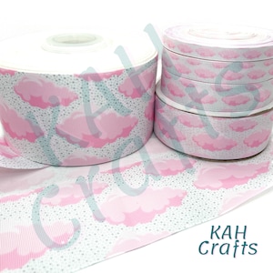 USDR Nubes Cinta Grosgrain Plata Rosa Usted Elige Ancho