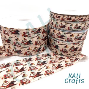 USDR Red Wizard Hat Books Broom Grosgrain Ribbon You Choose Width