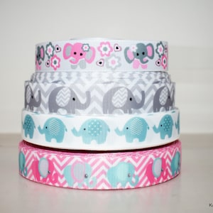 Fita de gorgorão rosa cinza elefante 7/8" que você escolhe