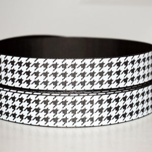 Ruban gros-grain 7/8" noir gris motif pied de poule