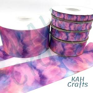 USDR Watercolor Splash Pink Iris Purple Grosgrain Ribbon You Choose Width