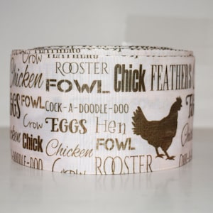 Ruban gros-grain 3 po. ufs de poule de la ferme, coq