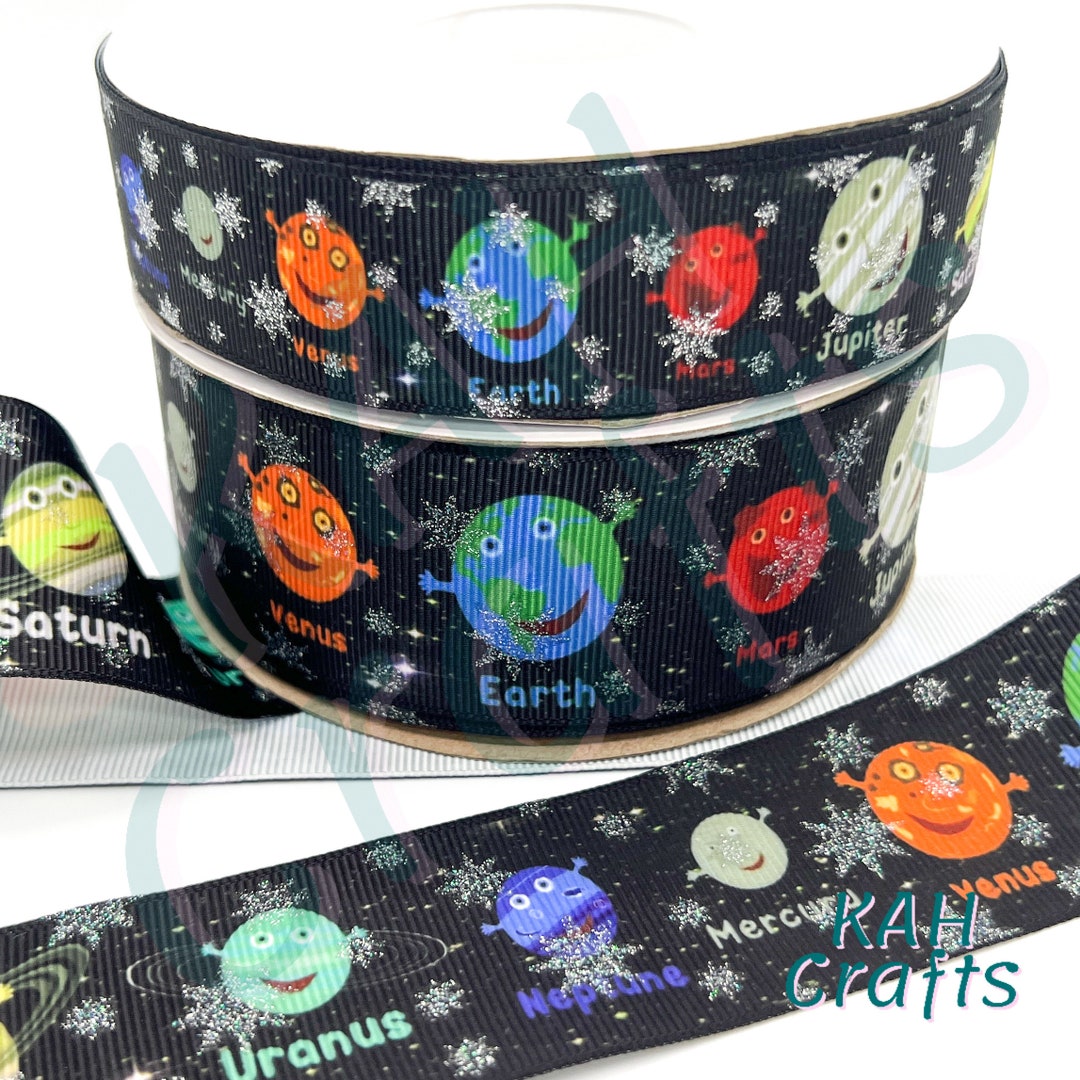 Planets Solar System Galaxy Science Grosgrain Ribbon You Choose Width ...