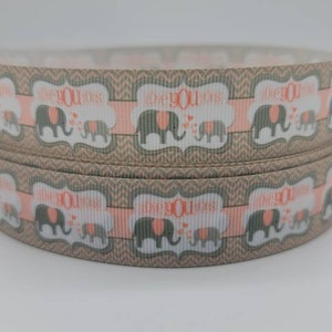 Elephant Mommy Baby 7/8 "Cinta de grosgrain
