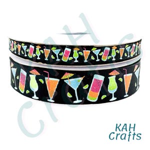 Adult Fruity Beverages Margarita Summer Drinks Ink Glitter Grosgrain Ribbon 3 yards You Choose Width
