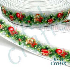 Kerst bloemenslinger geschenken ornamenten klokken 7/8" Grosgrain lint