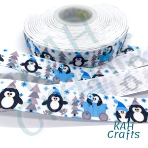 Cinta de grogrén de 7/8" con forma de pingüino