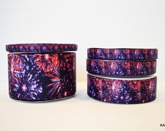Fireworks 4th of July Stars USA Flag America Grosgrain You Choose Width
