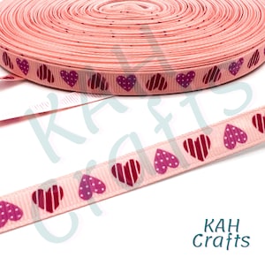 Corazones Rosa Rojo Amor Día de San Valentín Cinta Grosgrain de 3/8&quot;