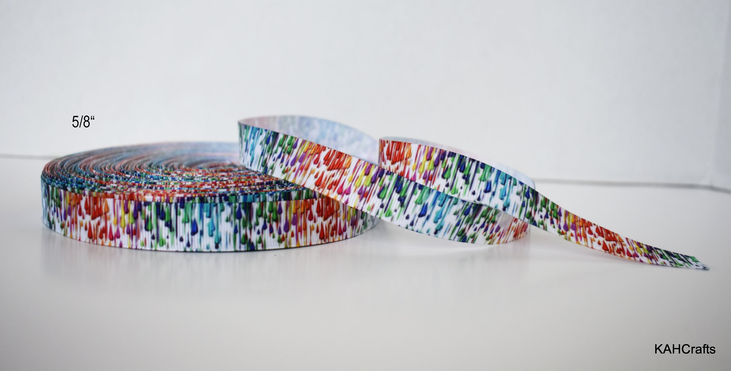 Rainbow Splatter Stripe Drip Grosgrain Ribbon You Choose Width - Etsy
