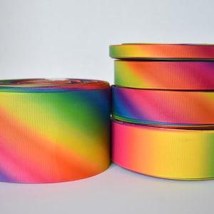 1.5 x 10Yds Wired Vertical Rainbow Woven Strips Ribbon Multicolor