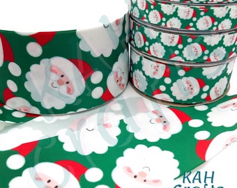 Santa Face Grosgrain Ribbon You Choose Width