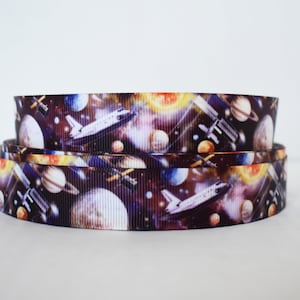 Rakete Raum Sterne Galaxie Planeten 7/8"Gripsband