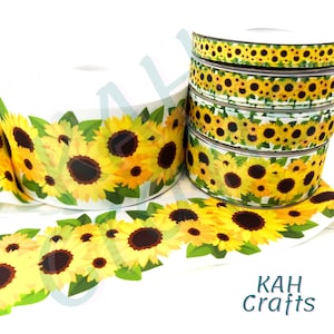 Ruban gros-grain tournesols au choix, largeur