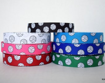 Volleyball 7/8&quot; Grosgrain Ribbon You Choose Color