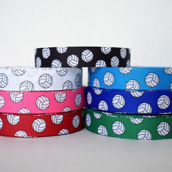 Volleyball 7/8" Grosgrain Ribbon You Choose Color