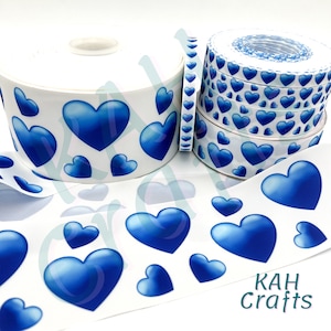 USDR Blue Ombre Hearts Ripsband Sie wählen die Breite