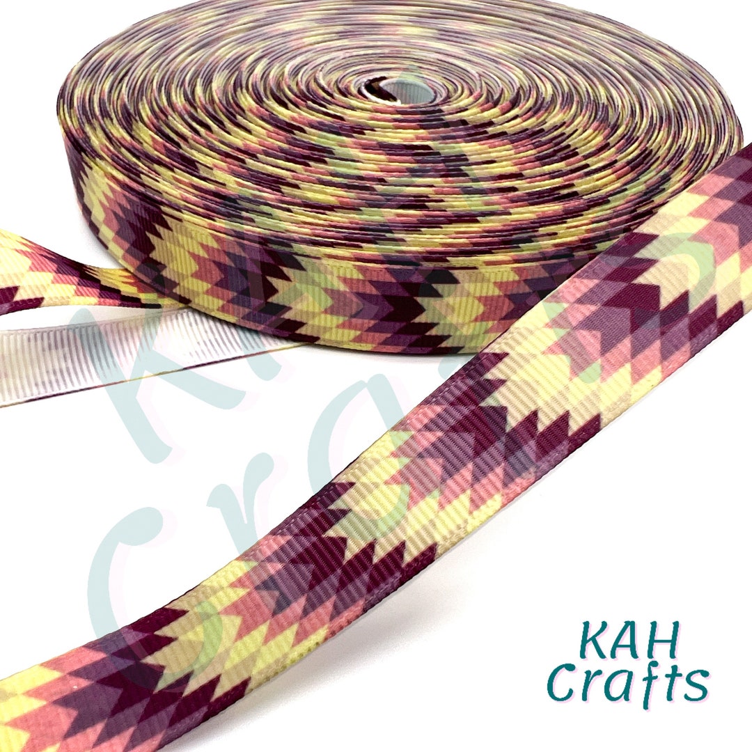 Mauve Pink Cream Geometric Diamond Pattern Grosgrain Ribbon You Choose ...