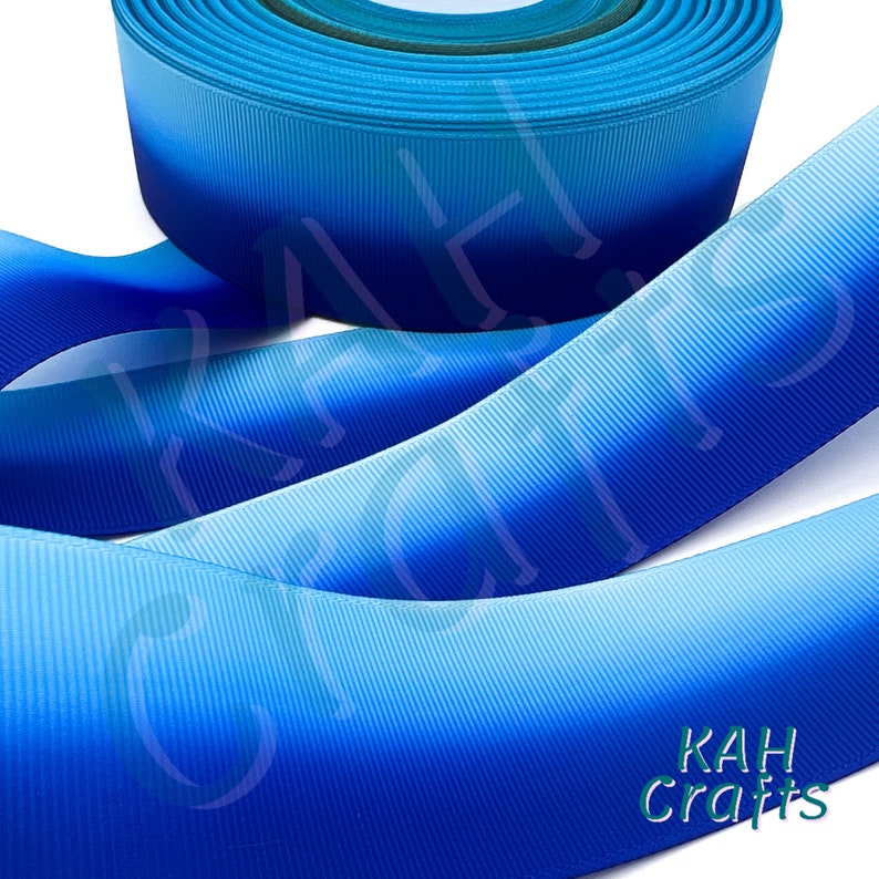 USDR Blue Sky to Royal Ombre Color Fade Grosgrain Ribbon You Choose ...