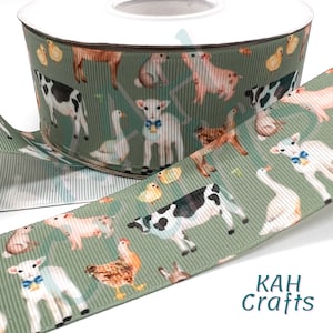 Farm Animals Sheep Goat Pig Cow Lamb Chicken Grosgrain Ribbon You ...