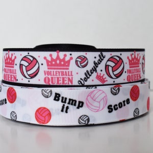 Volleyball Queen Bump Set Spike 7/8&quot; Grosgrain Ribbon You Choose